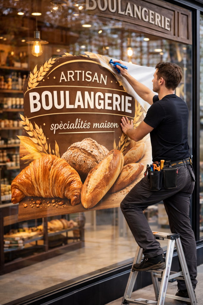 Sticker vitrine professionnel boulangerie