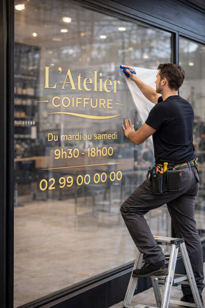 Sticker vitrine professionnel coiffeur